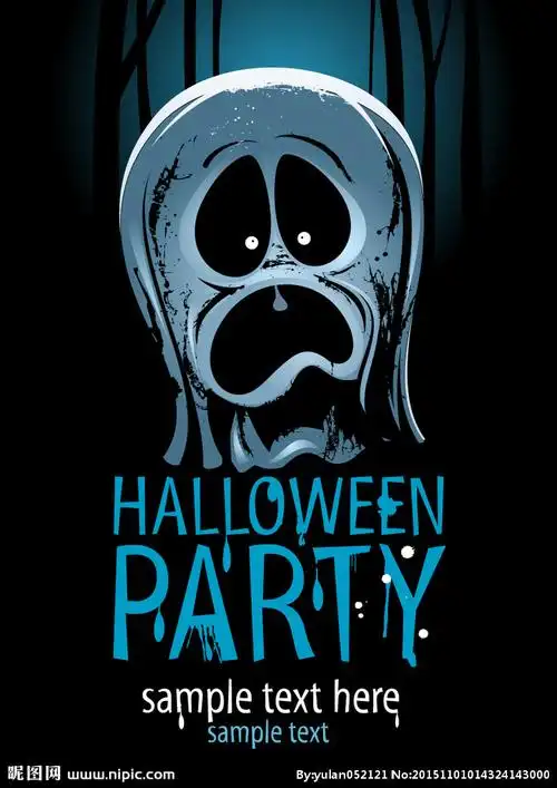 万圣节幽灵海报矢量素材图片