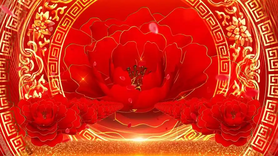 4k绚丽大气牡丹盛开舞台晚会演出背景_3840x2160_高清视频素材下载(编