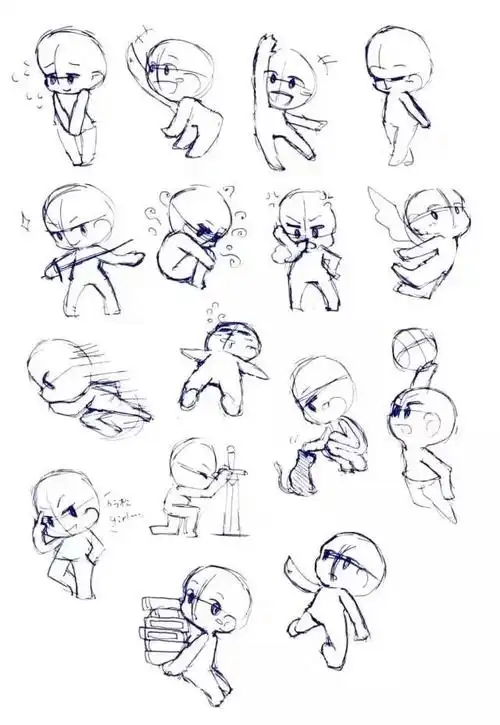 q版的人物动作模板参考 6969.