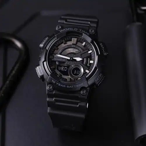 卡西欧黑金黑武士潮流运动手表