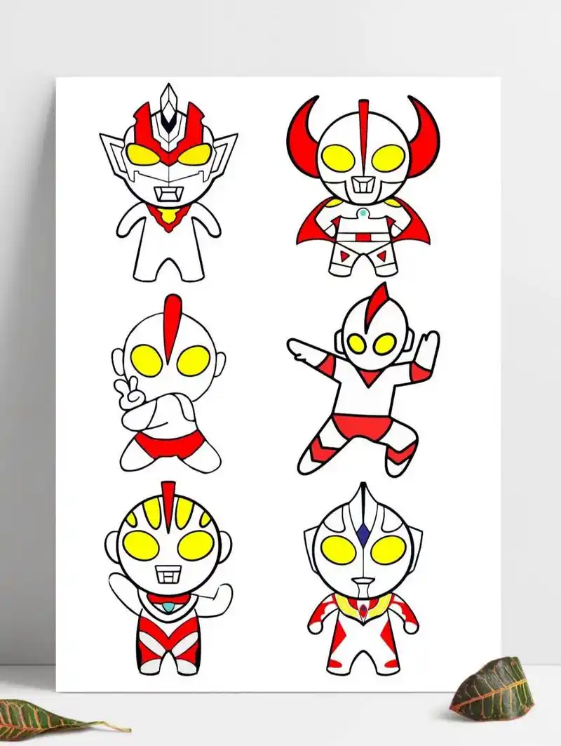 可爱的简笔画素材,奥特曼贴图,快点打印出来,给你家宝贝涂色吧!