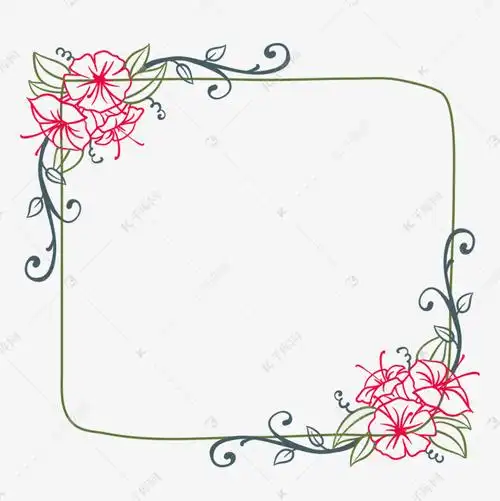 矢量图线描花朵装饰边框