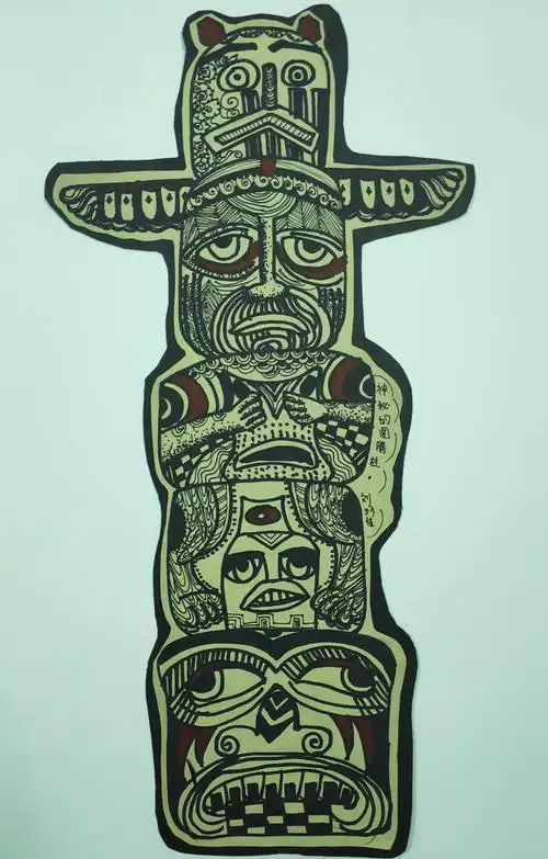 枣庄市少儿美术中心西方班《神秘图腾柱》作业