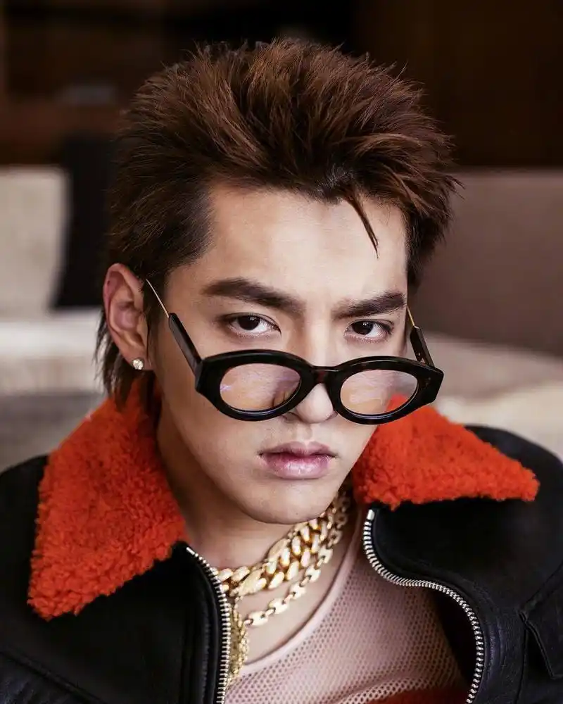 吴亦凡封面大片眼神犀利轮廓分明 戴金项链嘻哈范十足