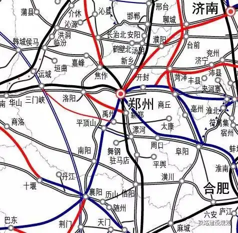 其中河南(郑州)"米"字形高铁网规划涉及的郑万,郑阜,郑太,郑济已全部