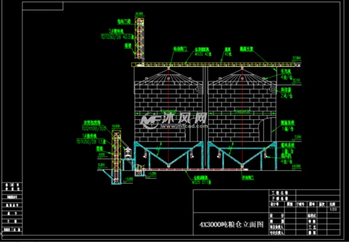 某企业4x3000吨粮仓设计图