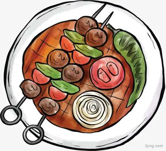 青椒新疆美食烤肉png素材透明免抠图片-卡通手绘
