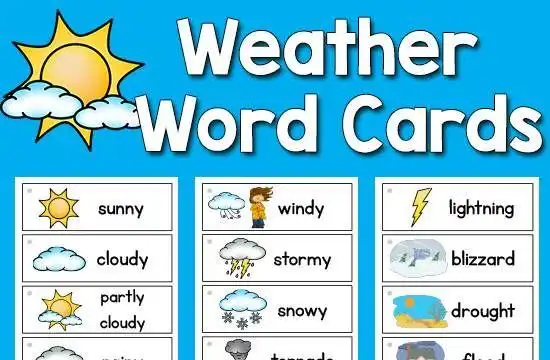 windy,rainy,foggy,snowy,freezing,hot,cold,warm,cool,加上个天气的