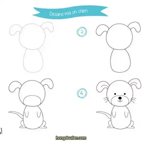 四步画一只小狗卡通小狗简笔画大全