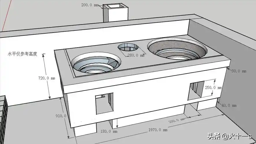 新式无烟节能柴火灶的结构设计(附尺寸)