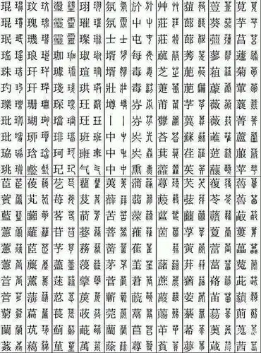汉字的篆体对照表