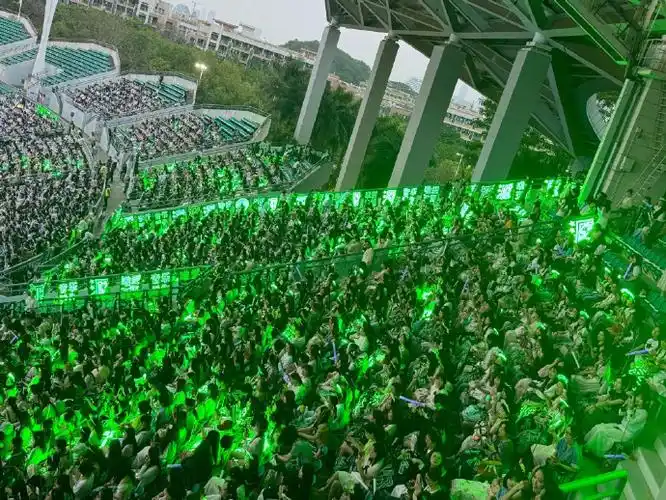 被王源的应援震撼到,围了一个圈,映绿一片天#王源绿海