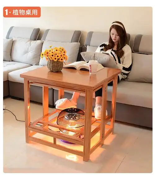 实木考火桌 烤火桌子家用正方形折叠烤火架简易冬季小户型实木楠竹