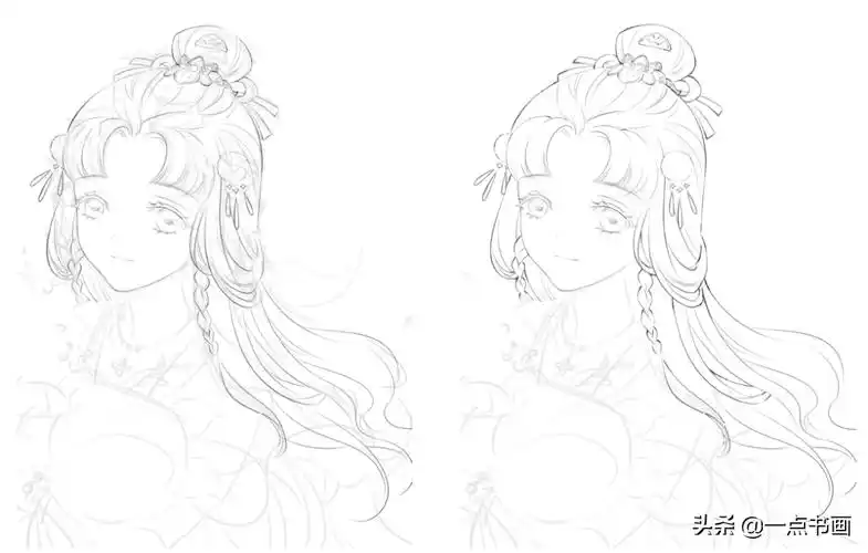 铅笔线描古风美人画法