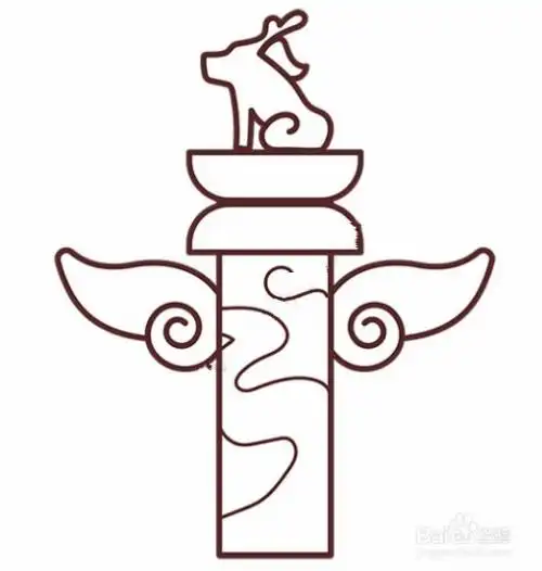 画出华表柱柱身的装饰