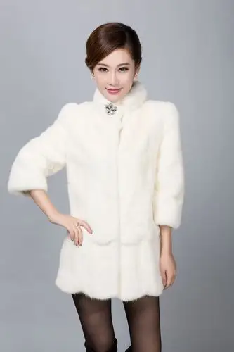 ineous 水貂皮草整貂皮女貂皮大衣立领进口整貂中长款裘皮外套