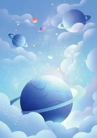 云朵星球小行星宇宙蓝色背景图片_卡通手绘_编号11856505_红动中国