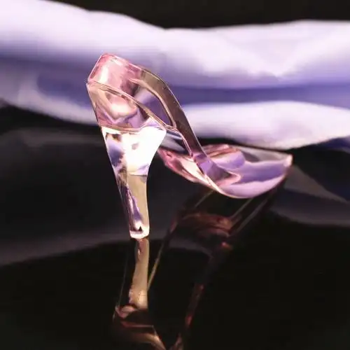 装饰豪华水晶项目水晶材料女士高跟鞋定制粉红色k9 水晶玻璃鞋纪念品