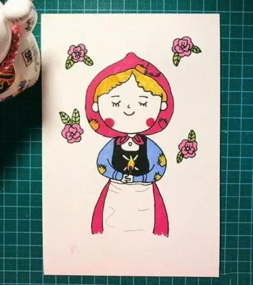 格林童话卖火柴的小女孩简笔画