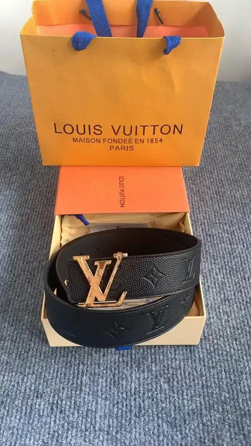 lv荔枝纹小牛皮老花压花男士腰带