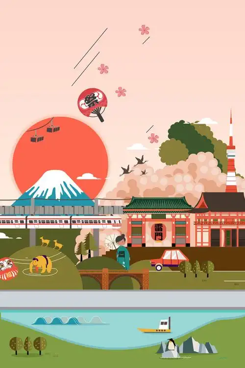 日本特色旅游海报免抠素材免费下载_觅元素51yuansu.com