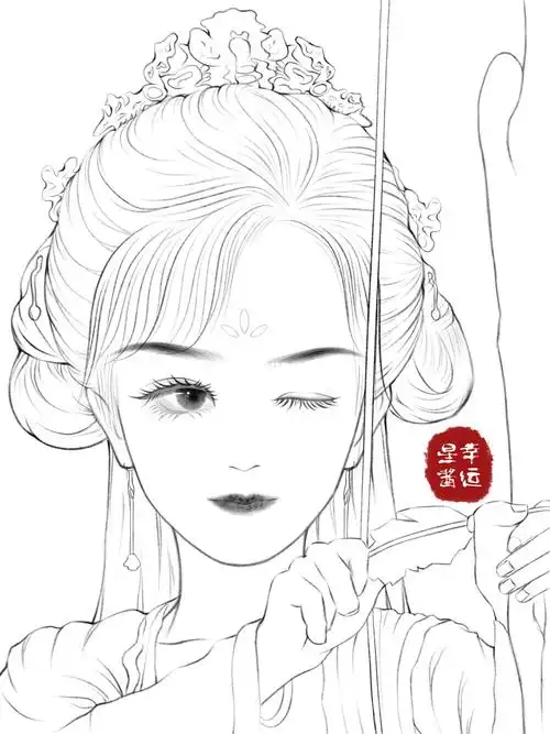 古风线稿 杨紫颜淡