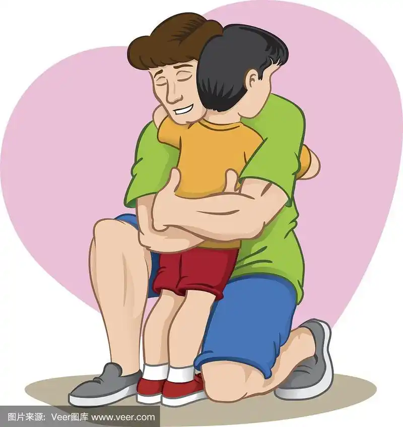 父亲与孩子通过拥抱互动的插图