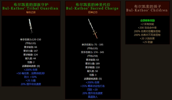 暗黑3中的武器大家就更熟悉了,"布尔凯索之誓"套装也是两把剑.