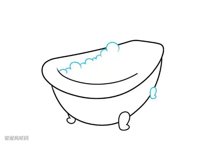 兔子浴缸洗澡简笔画