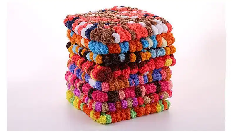 球球编织毯彩色大球球线织地毯的超粗毛线团手工编织diy材料沙发坐垫