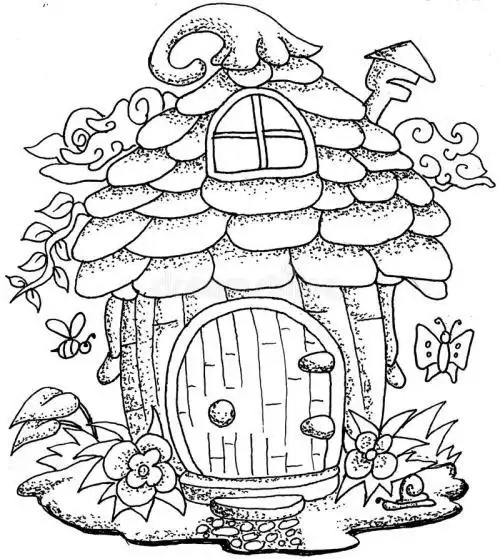 逗人喜爱的童话乱画蘑菇房子 向量例证