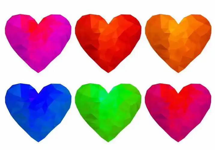 6款彩色三角形组成的心形图案符号红心png图片免抠矢量素材