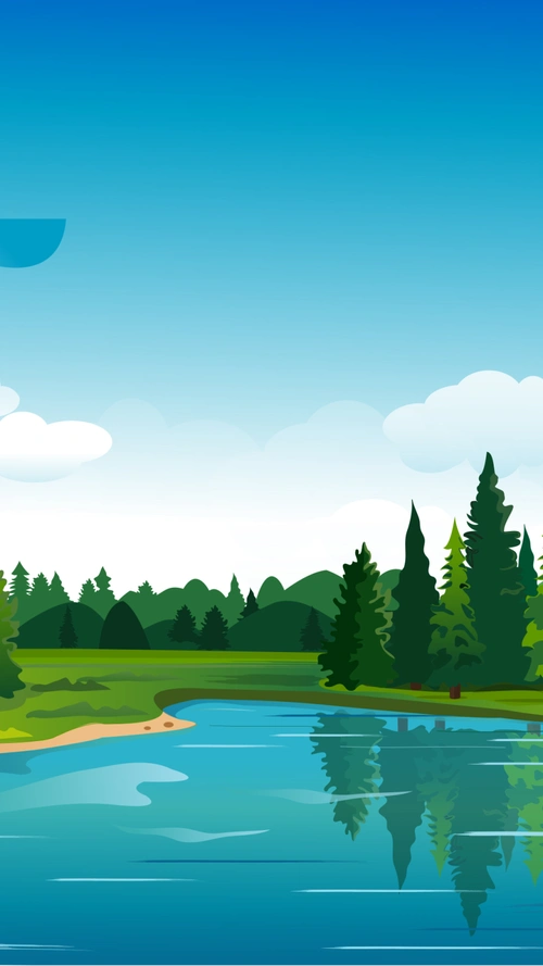 简约卡通湖水背景psd分层h5背景素材