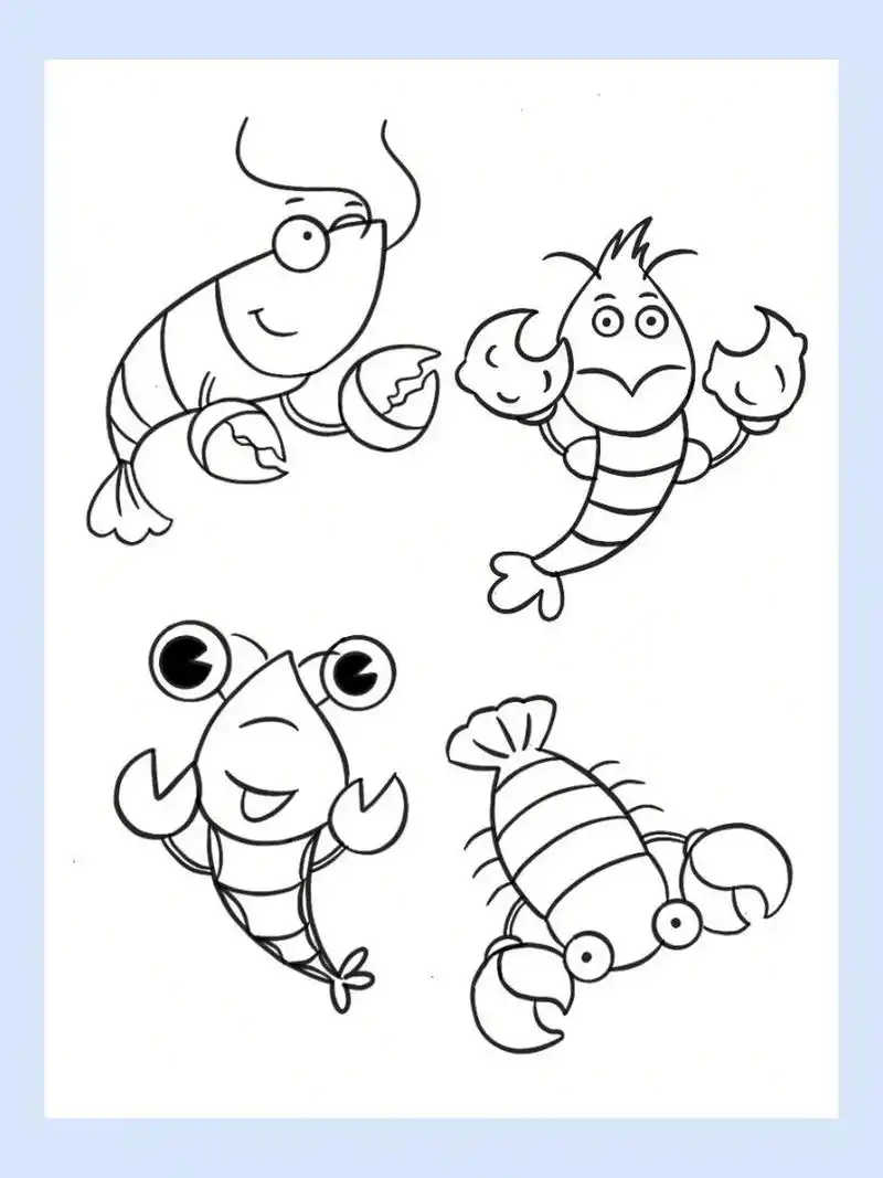 简笔画|动物篇 虾 29/60 麻辣小龙虾 020202