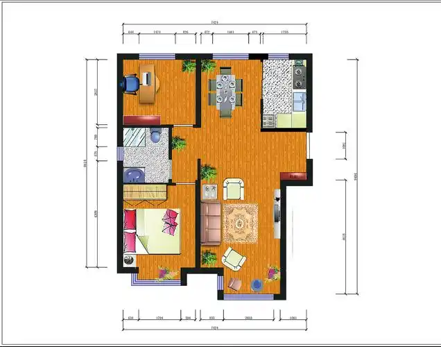 诚筑说室内设计学员作品——ps室内彩平图