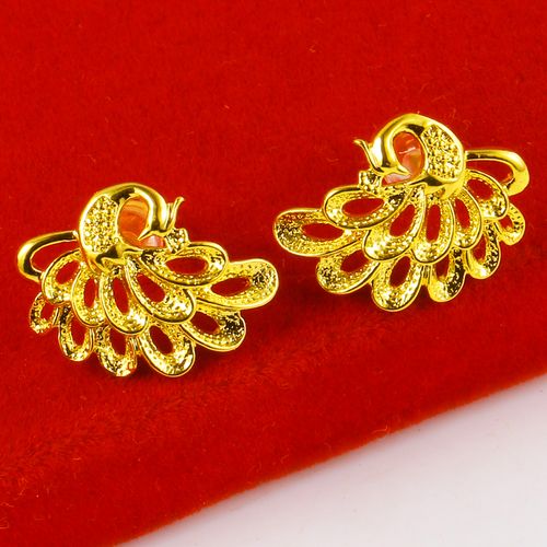 正品黄金耳钉999足金耳环24k金纯金首饰真金子不过敏孔雀凤凰豪华