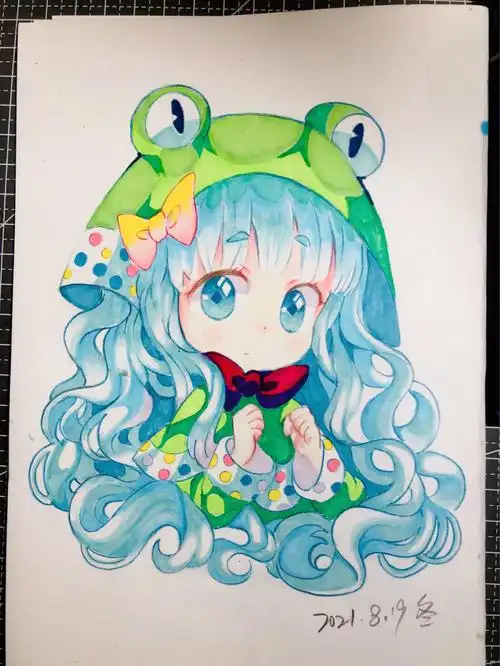 马克笔可爱少女有步骤线稿