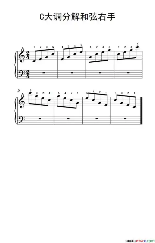 c大调分解和弦右手中央音乐学院 钢琴业余考级教程 1-3级)