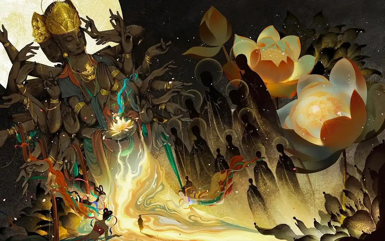 向佛而生(附过程)#原创插画 #古风插画 #插画 #国风 # - 抖音