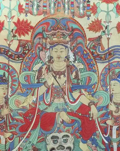 张大千临摹敦煌佛像壁画敬赏