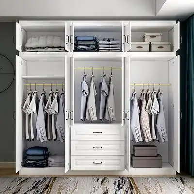定制主卧轻奢风多功能组合六开门大衣柜被子大容量家用卧室四4门