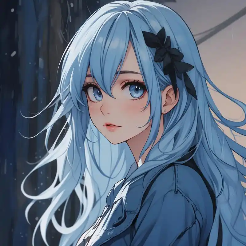 97蓝色系动漫女生头像96 沉醉在蓝色梦境中的动漫女生,每一个都