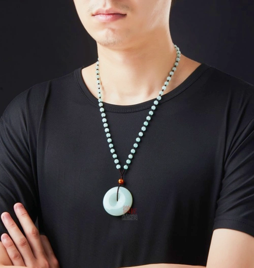 微匠天然和田玉平安扣项链玉石吊坠白玉吊坠项链礼物饰品男士女士男款