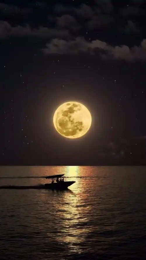 自然风景 唯美壁纸 插画 不论我在哪里,你都是照耀在我心里的一轮明月