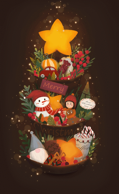 圣诞插画请注意查收您的圣诞礼物