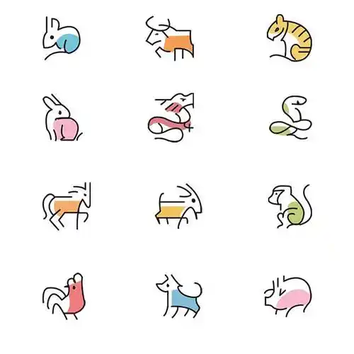 12生肖的简笔画图片大全 12生肖简笔画图片大全 彩色