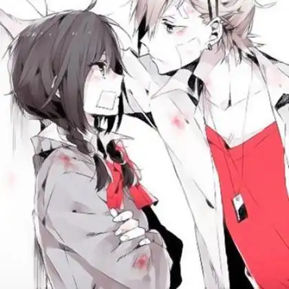 壁咚受伤动漫情侣头像图片