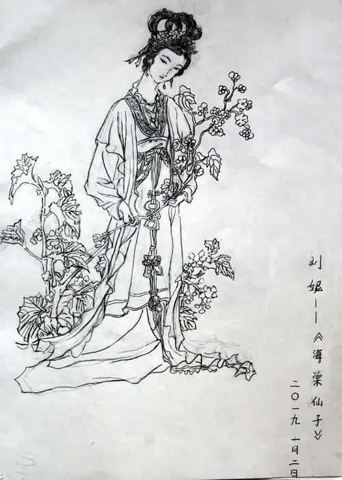 2018级美术班古装人物白描作品展示