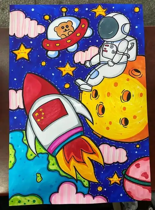儿童画#儿童画  #儿童美术  #遨游太空