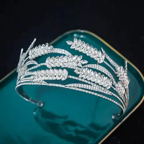 新款麦穗新娘皇冠头饰公主婚纱发箍超闪欧美水钻王冠发饰婚纱礼服